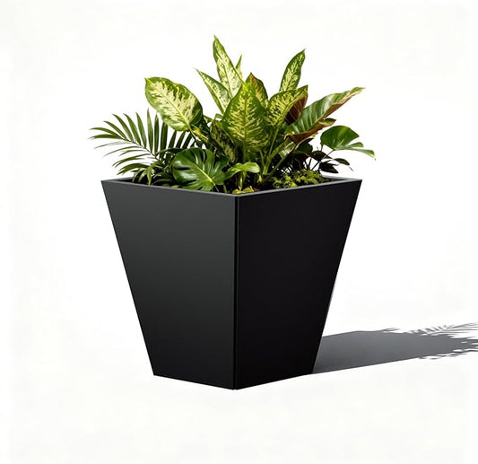 Metal Planter Box, 20" x 20"x 22", Heavy-Duty Galvanized Steel Outdoor Planter with Drainage Holes, Rectangular Planter for porches, Gardens, patios, and courtyards，Black