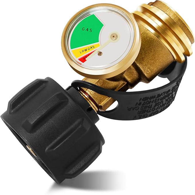 Propane Tank Gauge Level Indicator Gas Leak Detector for 5-40lb LP Tanks, 3 Colors Coded Universal Propane Gas Gauge for Heaters BBQ Gas Cylinder Grill RV Camper Accessories