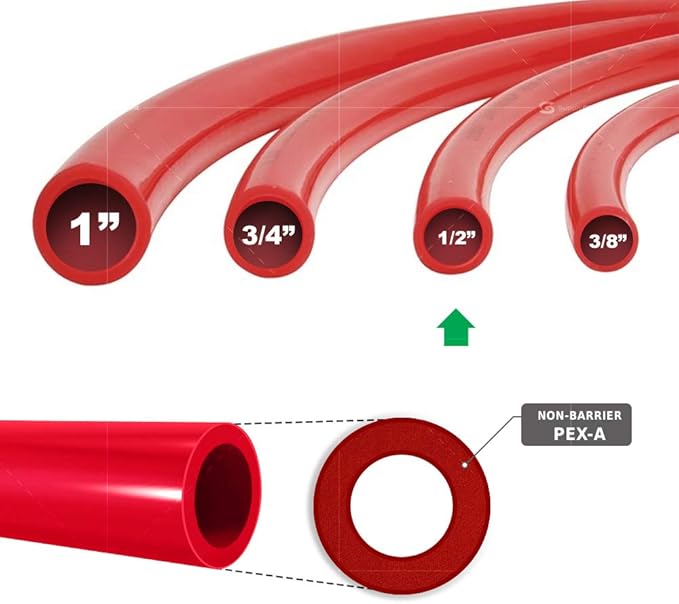 Pex-A Tubing 1/2 Inch x 100 Ft Tube Coil, Non-Barrier Pipe for Potable Water, 1/2" Flexible Water Tubing for Plumbing, Red