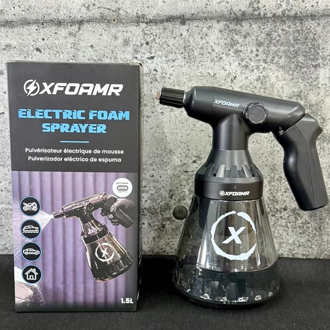Electric Foam Sprayer 1.5L – Rechargeable Battery Powered Foamer for Car & Motorcycle Detailing – 30min Runtime, Thick Snow Foam, Removable Battery – Professional Grade Tool