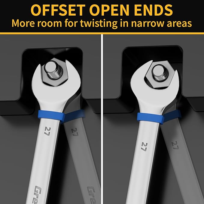 Metric Wrench Set, Large Wrench Set Metric and Standard, 7PC 23mm, 24mm, 26mm, 27mm, 30mm, 32mm Long Open End Wrench Tool Roll Up Pouch with Gauge, Combination Wrenches Sets with Color Ring