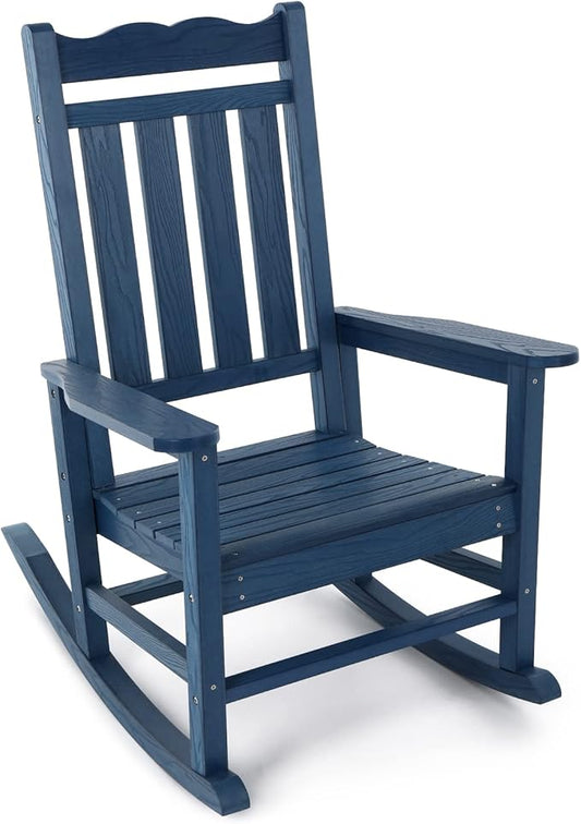 Stoog All-Weather Outdoor Rocking Chair, Porch Rocker with 400 lbs Weight Capacity, for Backyard, Fire Pit, Lawn, Garden and Indoor, Blue