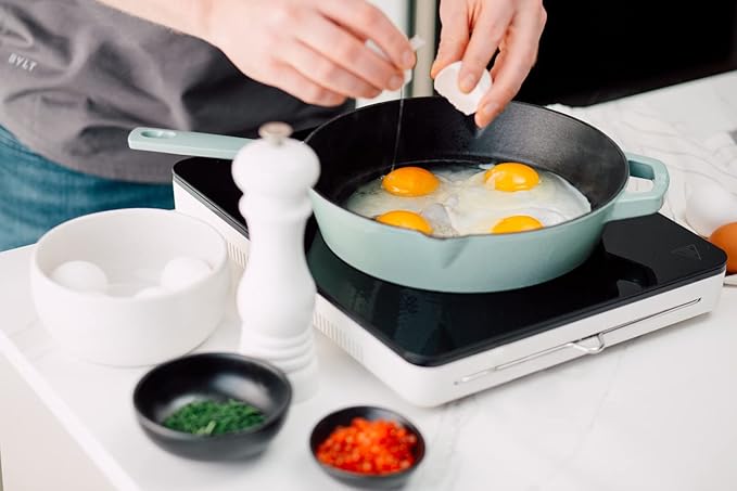 Milo by Kana 10-Inch Enameled Cast Iron Skillet | Nonstick Pre-Seasoned Cast Iron Grill Pan | Oven Proof and Dishwasher Safe | Cast Iron Cookware (Eucalyptus)