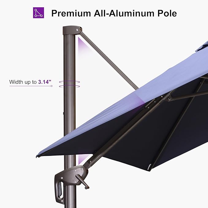 PURPLE LEAF Cantilever Umbrella with 360 Degree Rotation For Garden Patio Deck Pool