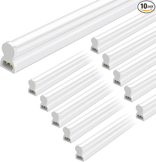 hykolity 10 Pack LED Shop Light 4FT, T5 Integrated Single Fixture, 22W, 2200lm, 6500K Super Bright White, Linkable Shop Light, Utility Shop Lights, Corded Electric W/Built-in ON/Off Switch