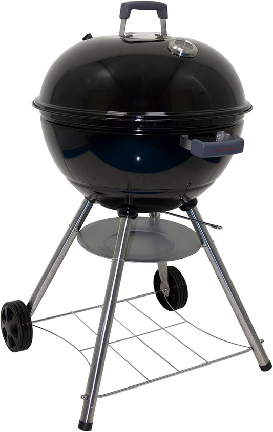 Megamaster 22" Deluxe Charcoal Barbecue Grill with Adjustable Air Vent, Built-In Temperature Gauge, 368 SQ. In Cooking Area, Storage Rack, Portable Grill for Camping, Picnics, and More - 810-23003