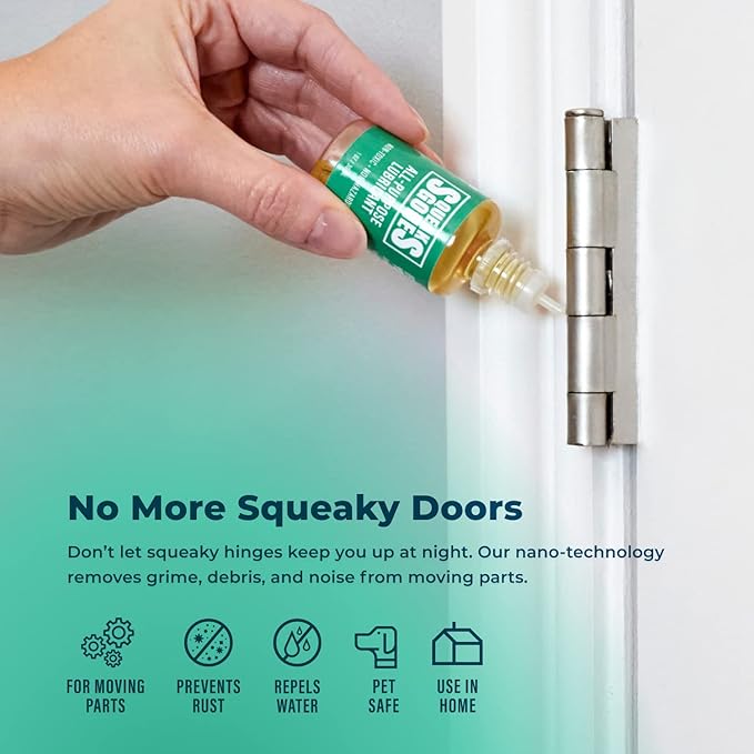 PlanetSafe Lubricants SqueaksGone Lubricant - 1 oz - Squeak Fix - Hinge Oil/Garage Door Lubricant - Sewing Machine Oil/Bike Chain Lube - for Squeaky Sliding Lock - Made in The USA!