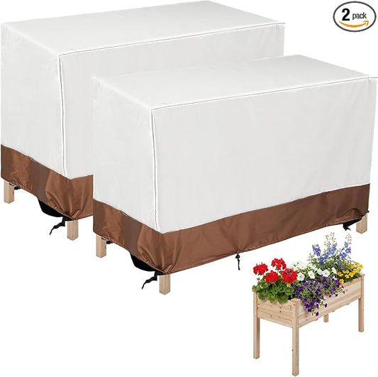 BreezeHug 2 Pcs Outdoor Raised Garden Bed Cover for Winter (Only Cover), Waterproof Raised Planter Boxes Stand Covers Heavy-duty Garden Bed Covers, Protection for Winter Snow, Frost, 48 x 24 x 30 Inch