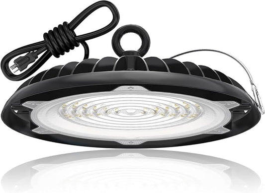 HYPERLITE High Bay Lights Commercial: 200W Hi Bay LED Shop Lights for Workshop - Waterproof UFO Light for Damp Places and Harsh Environments