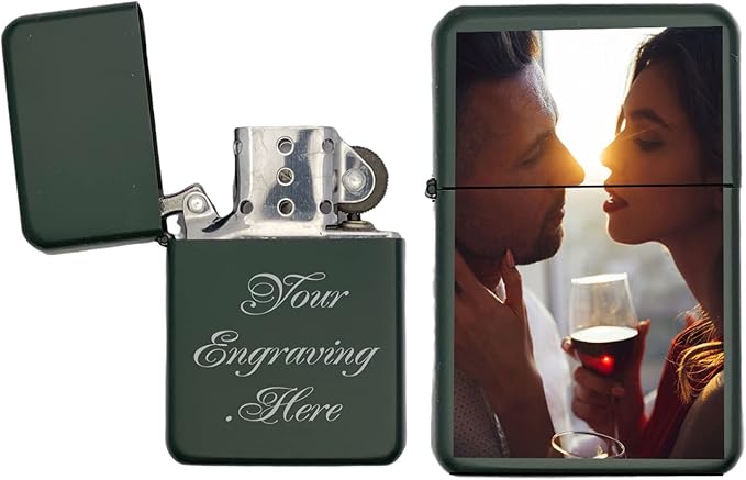 Custom Gifts Infinity Lighter! Personalize Lighter with Your Image or Logo! Customized (Green) - Christmas, Halloween & Valentines Day Gift