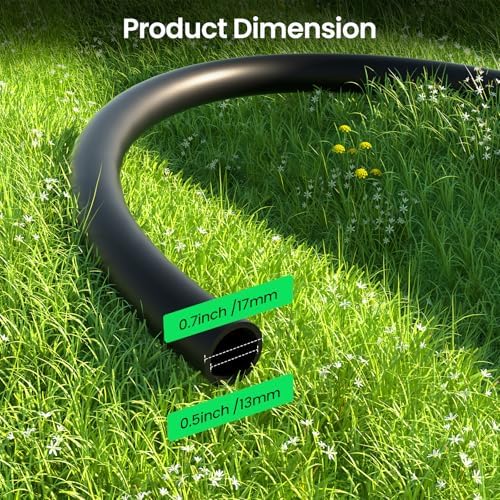 MIXC 25FT 1/2" Irrigation Tubing, 0.7" OD x 0.5" ID Hose with 2 Connectors