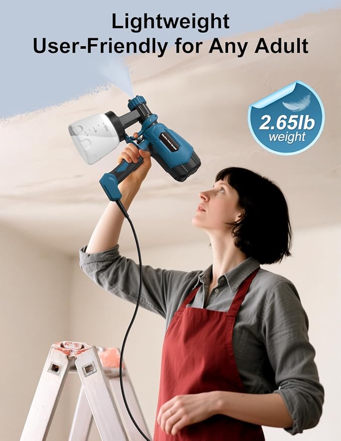 HVLP Paint Sprayer, Electric Spray Paint Gun, 3 Modes & 4 Barss Nozzles, with Cleaning & Blowing Joints, Variable Flow Control, for Doors, Fences, Furniture, Wall, Cabinet, Garden Chairs, etc.