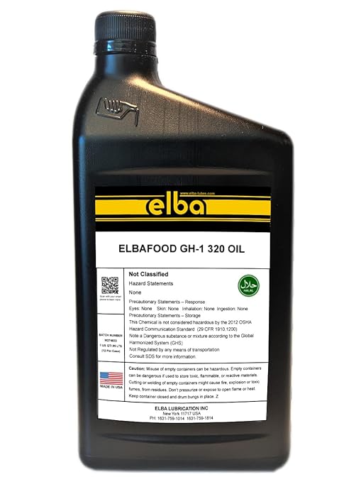 Food Grade Gear Oil 320 | Synthetic Blend Industrial Gear Oil | NSF Registered AS H-1. Kosher and Halal Approved. Compare to: LUBRIPLATE | Petro-Canada | Kluber | PETROCHEM | (1 QT) Made in USA
