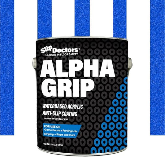 Alpha Grip Non-Slip Paint for Concrete & Asphalt – Non-Skid Coating Ideal for Striping Parking Lots, Playgrounds & Pavements (Safety Blue, 1 Gallon)