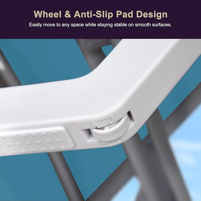 PURPLE LEAF Patio Chaise Lounge Chair with Armrests Outside Aluminum Plastic Stackable Tanning Chairs for Pool Sunbathing Beach Deck Outdoor Lounger, Turquoise Blue