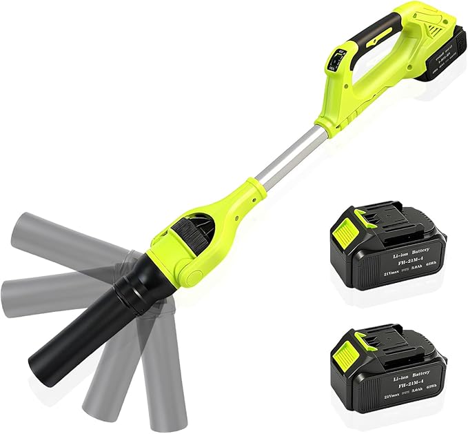 Cordless Leaf Blower, 21V Leaf Blowers, 580CFM/180 MPH Brushless Motor and 3-Speed Electric Blower, with 2 Lightweight Batteries 3.0Ah & Charger Gutter Cleaning for Garden Yard Patio