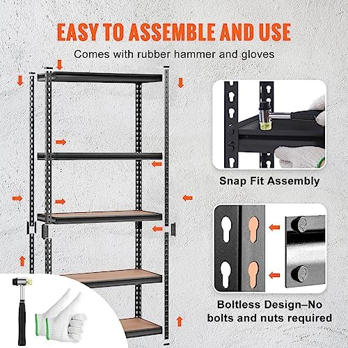 VEVOR Storage Shelves 5-Tier Adjustable 2000 lbs 36"x18"x72" Shelving Unit