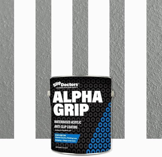 Alpha Grip Non-Slip Paint for Concrete & Asphalt – Non-Skid Coating Ideal for Striping Parking Lots, Playgrounds & Pavements (Light Gray, Quart)