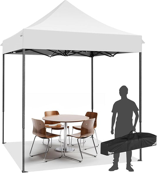 COBIZI 6.6x6.6 Pop up Canopy Tent Heavy Duty Without Sidewalls, Easy Set-up Commercial Outdoor Party Tent, 100% Waterproof Wedding Gazebo, 3 Height Adjustable with Carry Bag, White