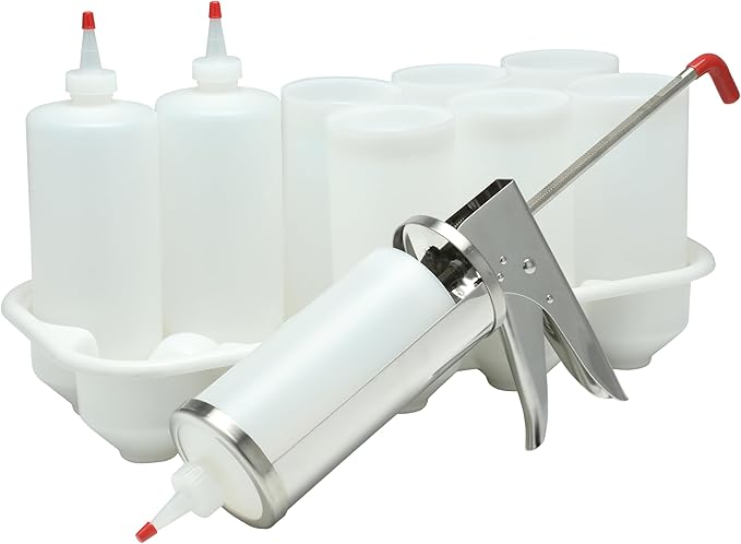 Prince Castle Sauce Dispenser, .48 oz, Blue - Commercial Dispenser For Thick and Heavy Sauces Like Tartar, Mayonnaise, Sour Cream, Condiments, Guacamole