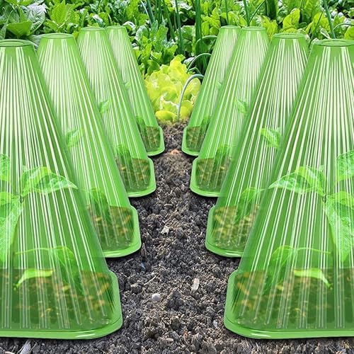 Garden Cloches for Plants - Reusable Clear Plant Protectors, PET Plant Bell CoverFrost & Pest Protection for Vegetables, Seedlings, Outdoor Gardens (Green,20)
