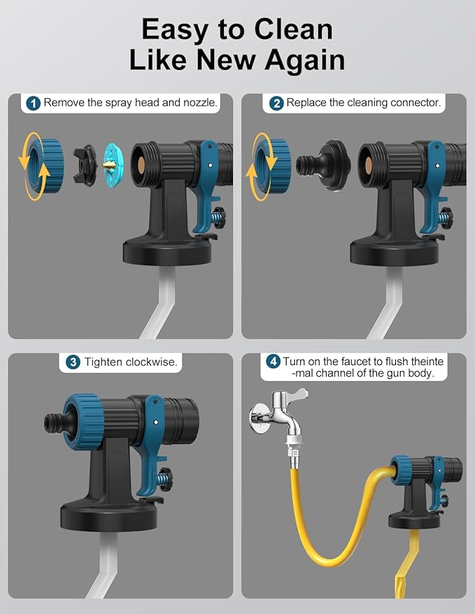 HVLP Paint Sprayer, Electric Spray Paint Gun, 3 Modes & 4 Barss Nozzles, with Cleaning & Blowing Joints, Variable Flow Control, for Doors, Fences, Furniture, Wall, Cabinet, Garden Chairs, etc.