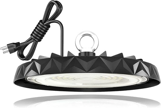LED High Bay Light,Industrial,150W 19500LM,6000K Daylight,AC100-277V,Energy Efficient Warehouse Shop Lighting Fixture with Geometric Design,UFO Light 1pack