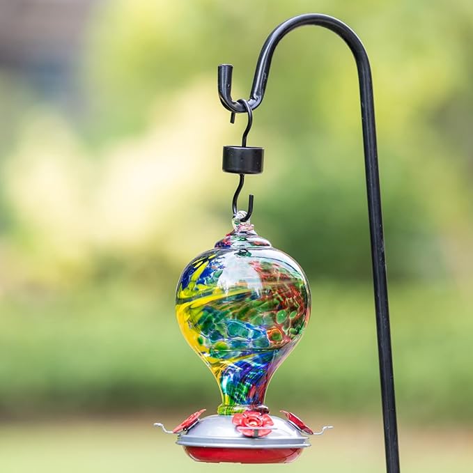 Muse Garden Gifts for Women Glass Hummingbird Feeder for Outdoors Hanging, Birthday Mother‘s Day Christmas Valentine Hummingbird Gifts for Women Mom, Ant Moat Included, 2 Pack, Comet and Nebula
