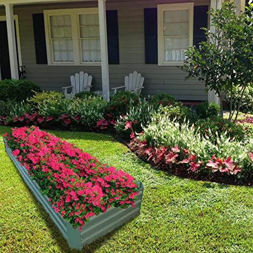 8x2x1ft Green Metal Raised Garden Bed Kit, Galvanized Outdoor Planter Box for Vegetables, Flowers, Herbs, and Succulents,120 Gallon Capacity