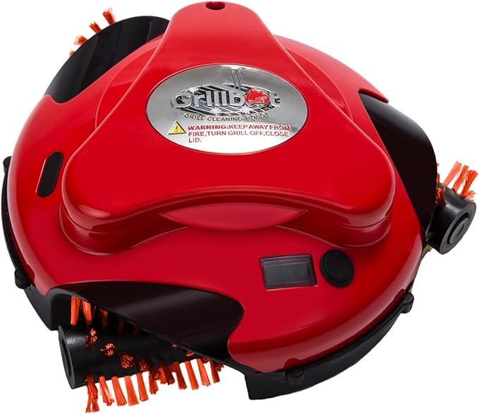 Grillbot Automatic Grill Cleaning Robot with Nylon Brushes, BBQ Grill Cleaner, Grill Brush, Grill Scraper, BBQ Accessories (Red Grillbot)
