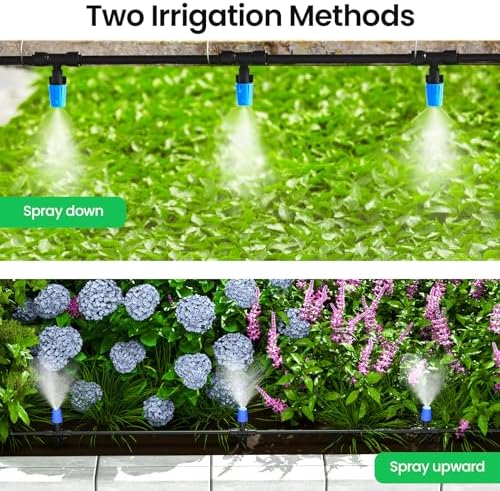 MIXC 65FT Drip Irrigation System, Quick Connect Misting System, 15 Nozzles