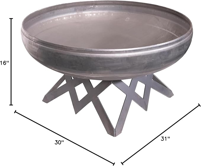 Ohio Flame - 30" Liberty Fire Pit with Angular Base (Made in USA) - Natural Steel Finish