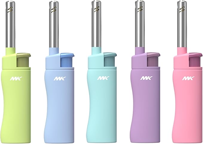 MK Candle Lighter, Butane Refillable Wind-Resistant Flame, 5-Pack for BBQ, Camping, Outdoor Use (Harmony-5PC)