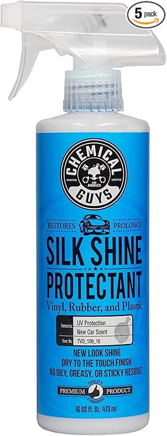 Chemical Guys Silk Shine Tire and Trim Dressing and Protectant – Non-Greasy Vinyl, Plastic & Rubber Spray, Plastic Restorer for Cars – Restores Shine for Cars, Trucks, Motorcycles, RVs, 16 fl oz