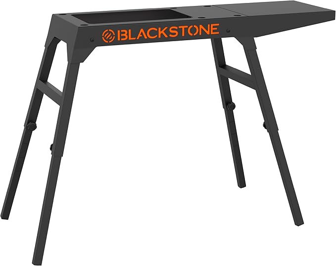 Blackstone 5013 Collapsible 17” and 22” Tabletop Griddle Stand with Adjustable Legs and a Removable Side Shelf, Powder Coated Steel, Black