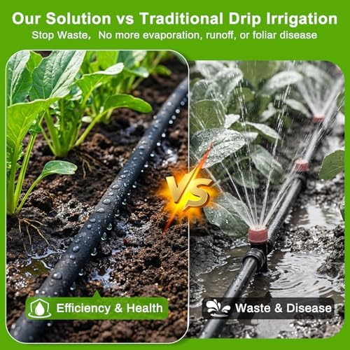 Upgraded 230FT Drip Irrigation System with 1/4" Soaker Hose -Weeping Technology for Deeper Root Watering,Garden Watering System for Raised Beds, Greenhouse, Lawn - Save Water