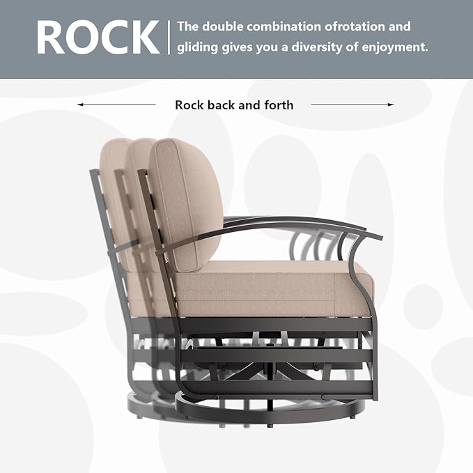 Patio Furniture Set 7-Piece Aluminum Armrest Sofa, Modern Outdoor Living Room Set with 55000 BTU Propane Aluminum Fireplace, Outdoor Rotary Joystick with Thick Cushion