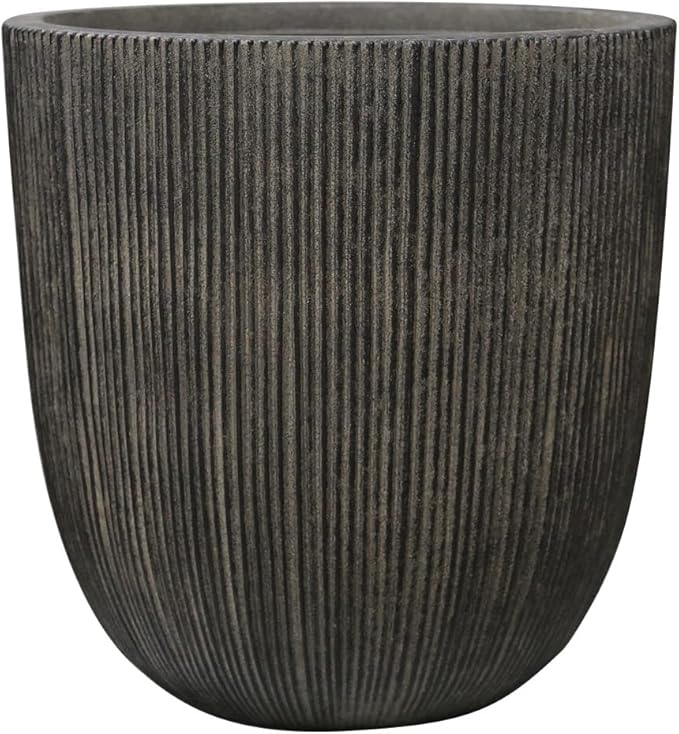 14.8" Tall Round Plastic Planter for Indoor Outdoor Plants, Large Indoor Outdoor Plant Pots with Drainage Hole and Plug, Flower Pots for Plants, Modern Planter for Home Garden Patio,Vintage Black