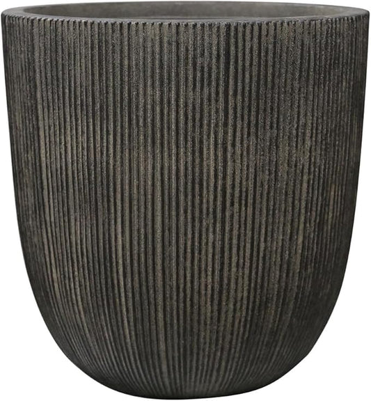 14.8" Tall Round Plastic Planter for Indoor Outdoor Plants, Large Indoor Outdoor Plant Pots with Drainage Hole and Plug, Flower Pots for Plants, Modern Planter for Home Garden Patio,Vintage Black