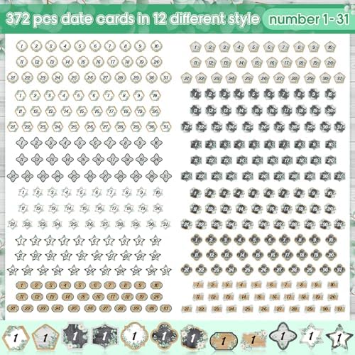 Mooliwe 461 Pcs Eucalyptus Classroom Calendar Days of The Year Set