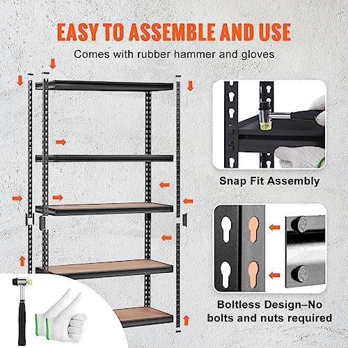 VEVOR Storage Shelves 5-Tier Adjustable 2000 lbs 48"x18"x72" Shelving Unit