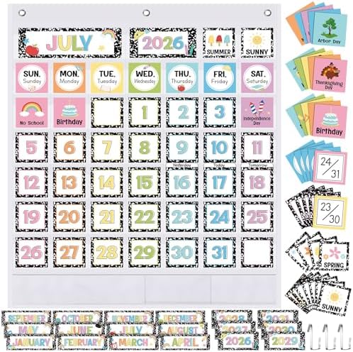 Sinload Classroom Calendar Pocket Chart Black, Composition