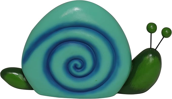 Alpine Corporation WQA1648HH-BL Polyresin Swirl Snail Statuary, Stylish Statuary Decor for Garden, Patio, and Lawn, 7" H, Blue