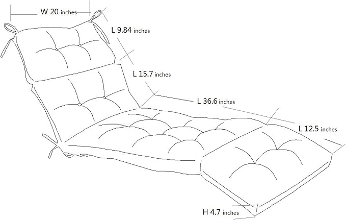QILLOWAY Indoor/Outdoor Chaise Lounge Cushion,Spring/Summer Seasonal Replacement Cushions. (Royal Blue)