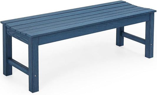 Stoog Outdoor Bench, 2-Person Patio Dining Bench, Waterproof Garden Bench, Never Rot or Fade, for Porch, Garden, Deck, and Entryway, Blue
