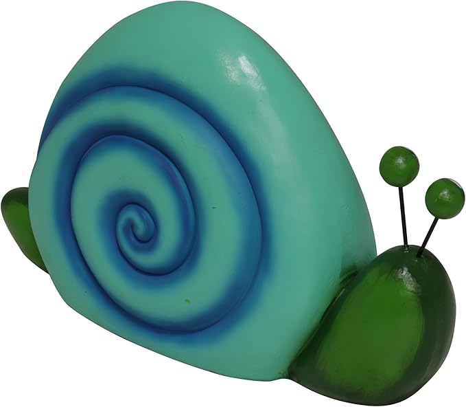 Alpine Corporation WQA1648HH-BL Polyresin Swirl Snail Statuary, Stylish Statuary Decor for Garden, Patio, and Lawn, 7" H, Blue