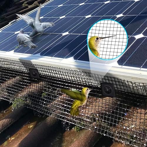 Solar Panel Bird Guard Mesh 8In x100 Ft 70 Fasteners Solar Critter Guard Solar Panel Pigeon Guard Bird proofing Solar Panel Bird mesh PVC Coated Galvanized net Pigeon Deterrent