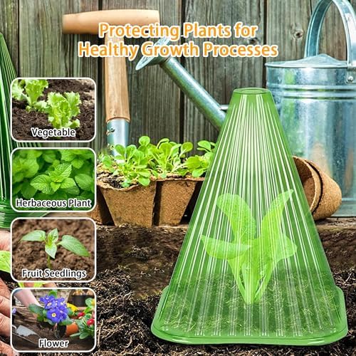 Garden Cloches for Plants - Reusable Clear Plant Protectors, PET Plant Bell CoverFrost & Pest Protection for Vegetables, Seedlings, Outdoor Gardens (Green,30)