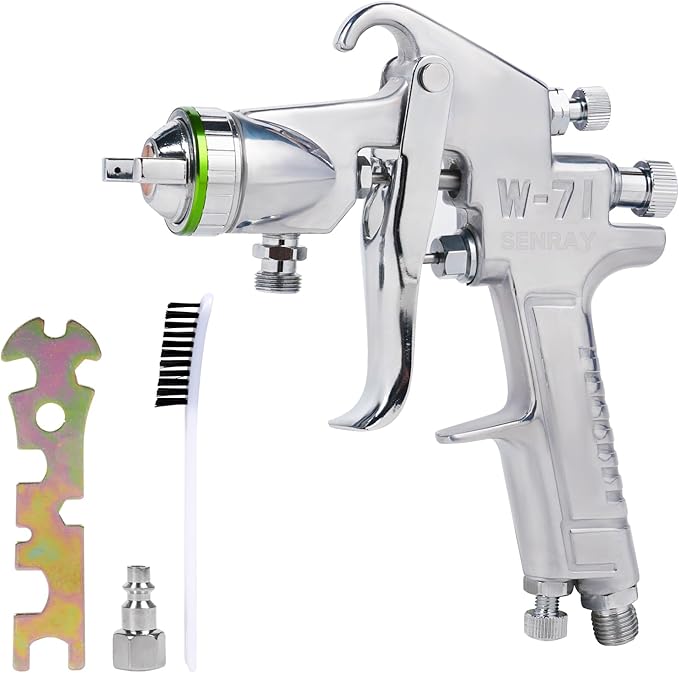 Pressure Feed Air Spray Paint Gun, Pressure Pot Paint Sprayer Without Cup - 1.3mm Nozzle
