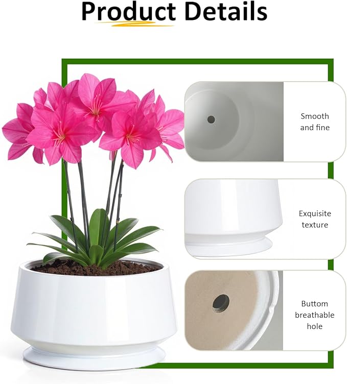OXART Plant Pot, 7.8 inch Ceramic Plant Pots Indoor Plants with Drainage, Modern White Planters for Outdoor Plants, Outdoor Flower Pots for Succulent, Snake Plant and Pothos Home Office, White